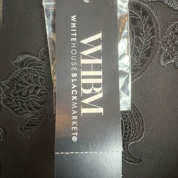 WHBM Black Sheer Long Sleeve Tunic Blouse with Floral Appliqué/Ruffle Accent NWT - Picture 12 of 13